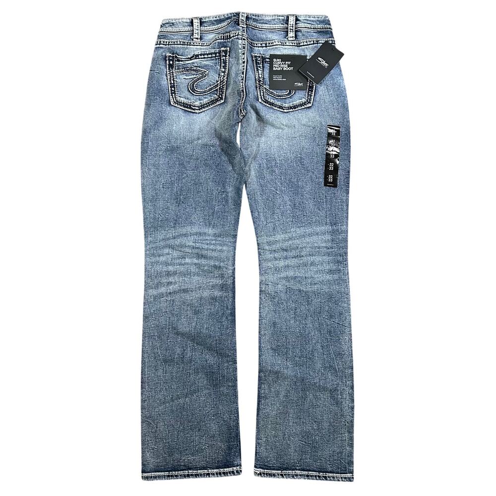NWT Silver Jeans Suki Baby Boot Womens 32x33 Mid Rise Blue Stretch Brand New